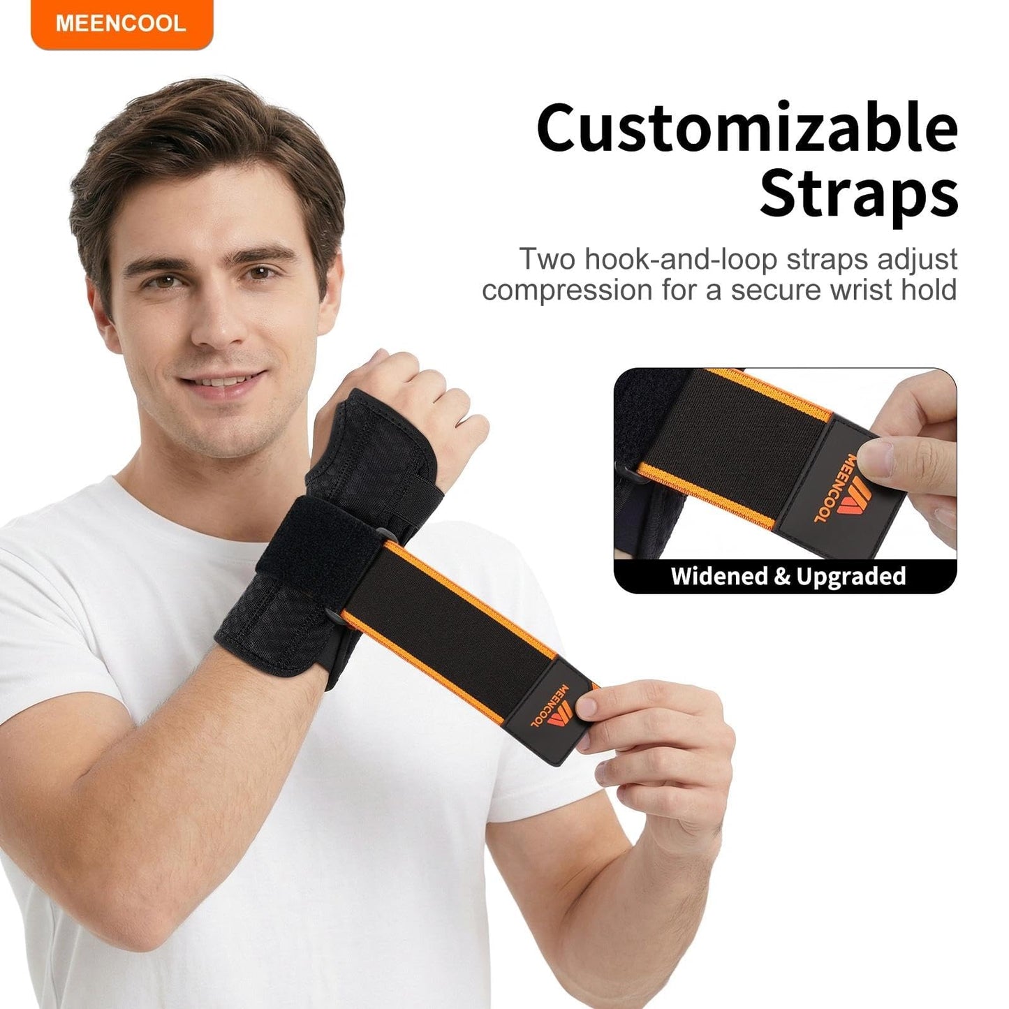 MEENCOOL Carpal Tunnel Wrist Brace Night Support, Adjustable Splint Right Hand for Wrist Pain Relief – Hand Brace for Tendonitis, Arthritis, Sprain for Men Women (Black, M)