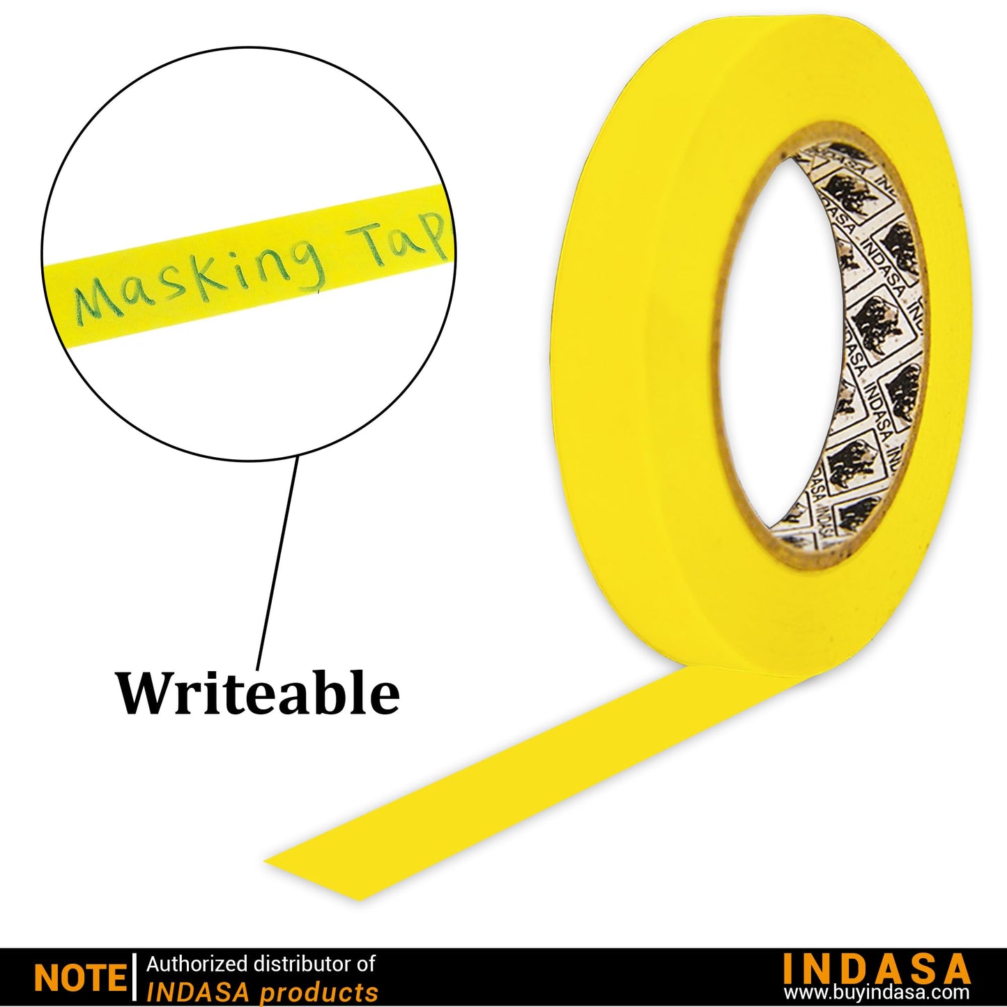 INDASA MTE Yellow 3/4" x 50m Masking Tape, 12 CASE– High-Temp Resistant, No Residue, Clean Removal – Ideal for Automotive, Painting & Industrial