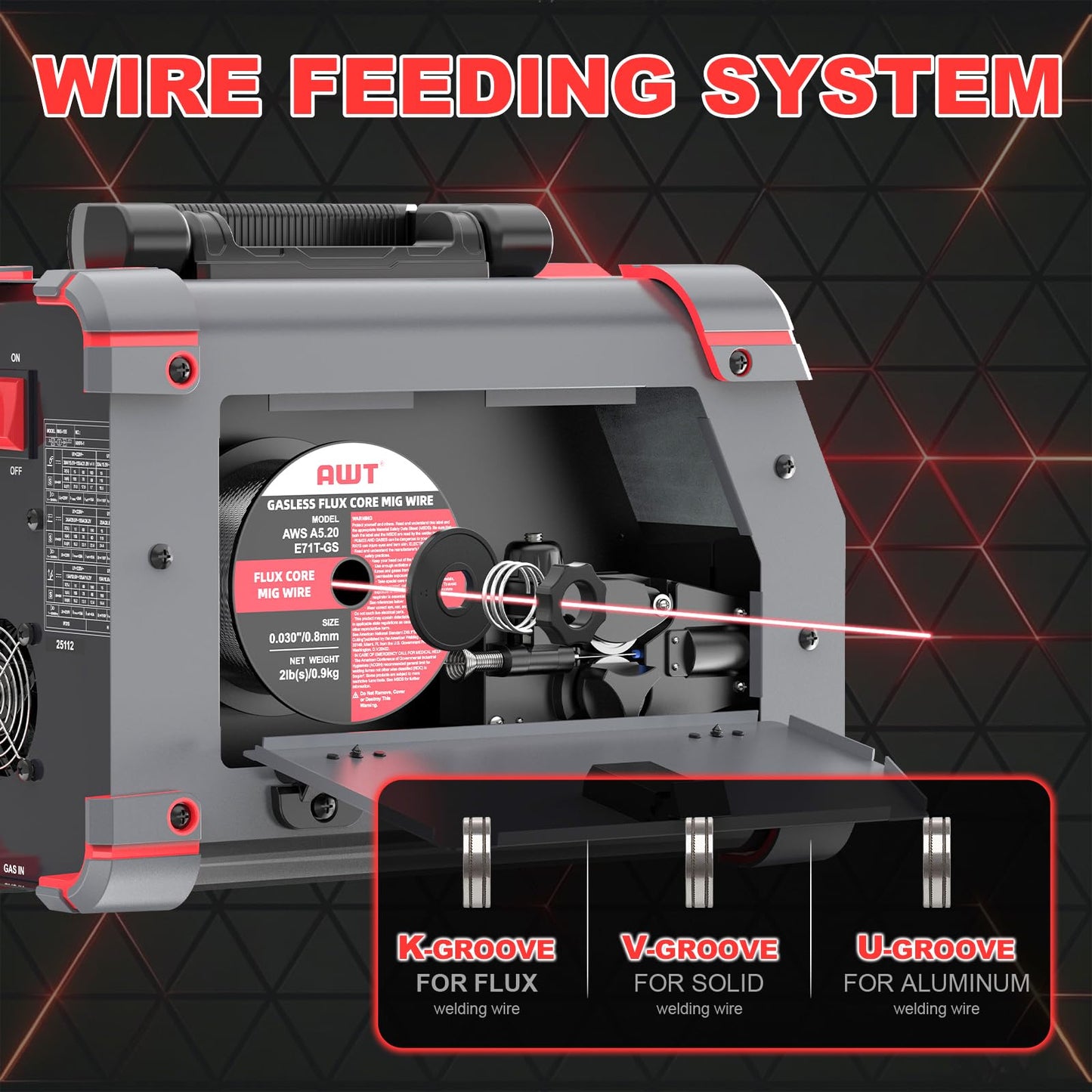 AWT Aluminum 155A MIG Welder,5 in 1 Gas MAG/Aluminum MIG/Gasless Flux Core MIG/Stick/Lift TIG Aluminum MIG Welding Machine,110/220V Welding Machine with Multiprocess Wire Feed