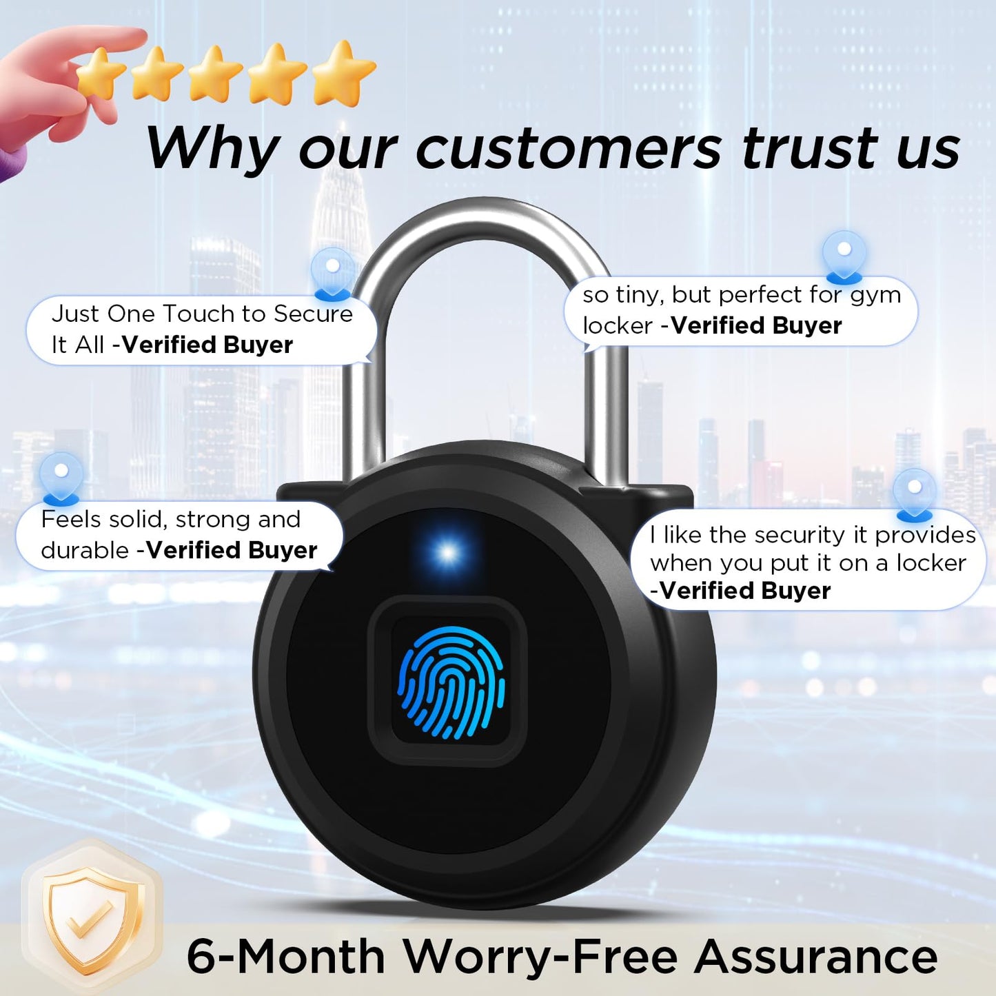 Fingerprint Lock, Dhiedas Gym Locker Lock with Fingerprint Bluetooth APP, Biometric Finger Print Padlock with Keyless, Waterproof Smart Padlock for Locker School Suitcase Cabinet Storage