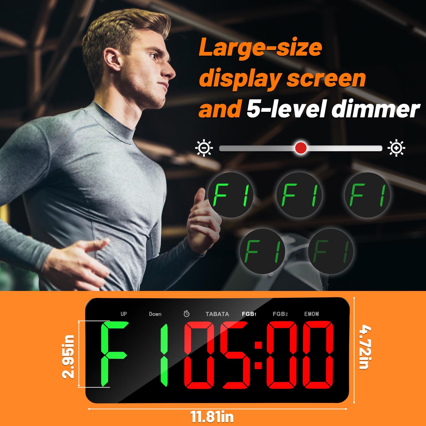 Faweskiy Upgraded Gym Timer Clock for Tabata/FBG/EMOM - Large Workout Clock for Home Gym with Remote Control, Count Down & Up | Stopwatch, Fitness Digital Timer for Home/Yoga/Boxing/Garage