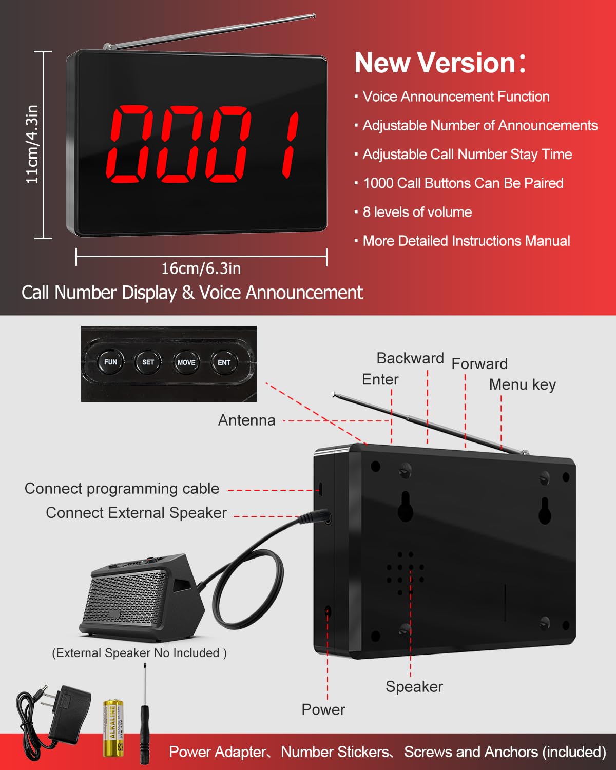 CallToU Wireless Calling System Caregiver Call Button Patient Call Bell with 10 Waterproof Nurse Alert Call Buttons and 1 Display Receiver for Clinic Nurses Station Restaurant Nursing Home