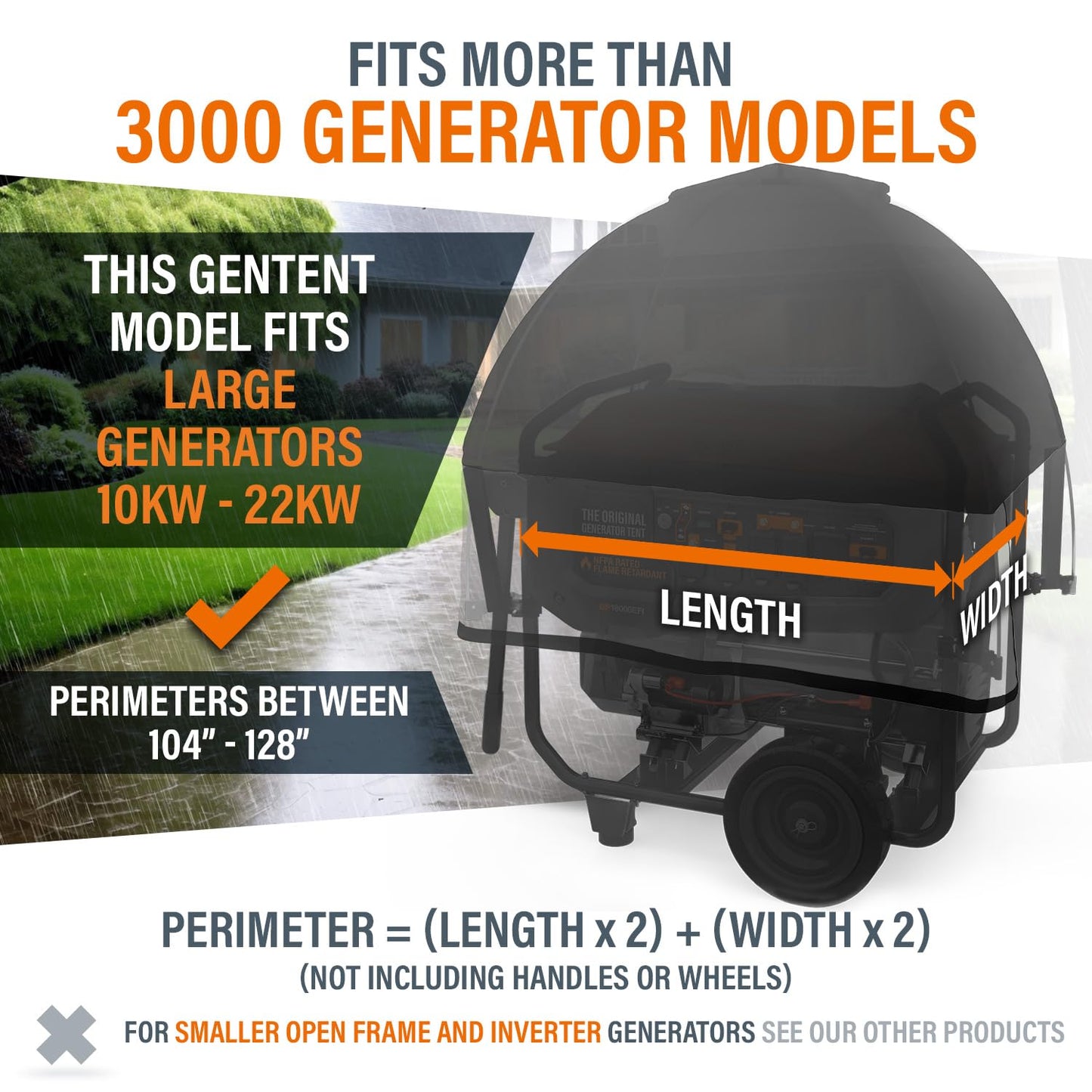 GenTent XL Open Frame Running Cover – Universal Kit Generator Tent for Larger Generators (Black, XL - Standard)