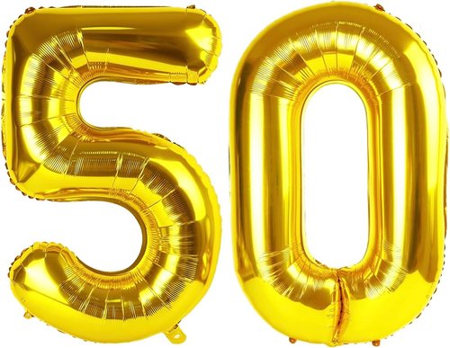 Gold Number 50 Balloon - 40 Inch 50th Birthday Decoration | Elegant Golden Party Supplies
