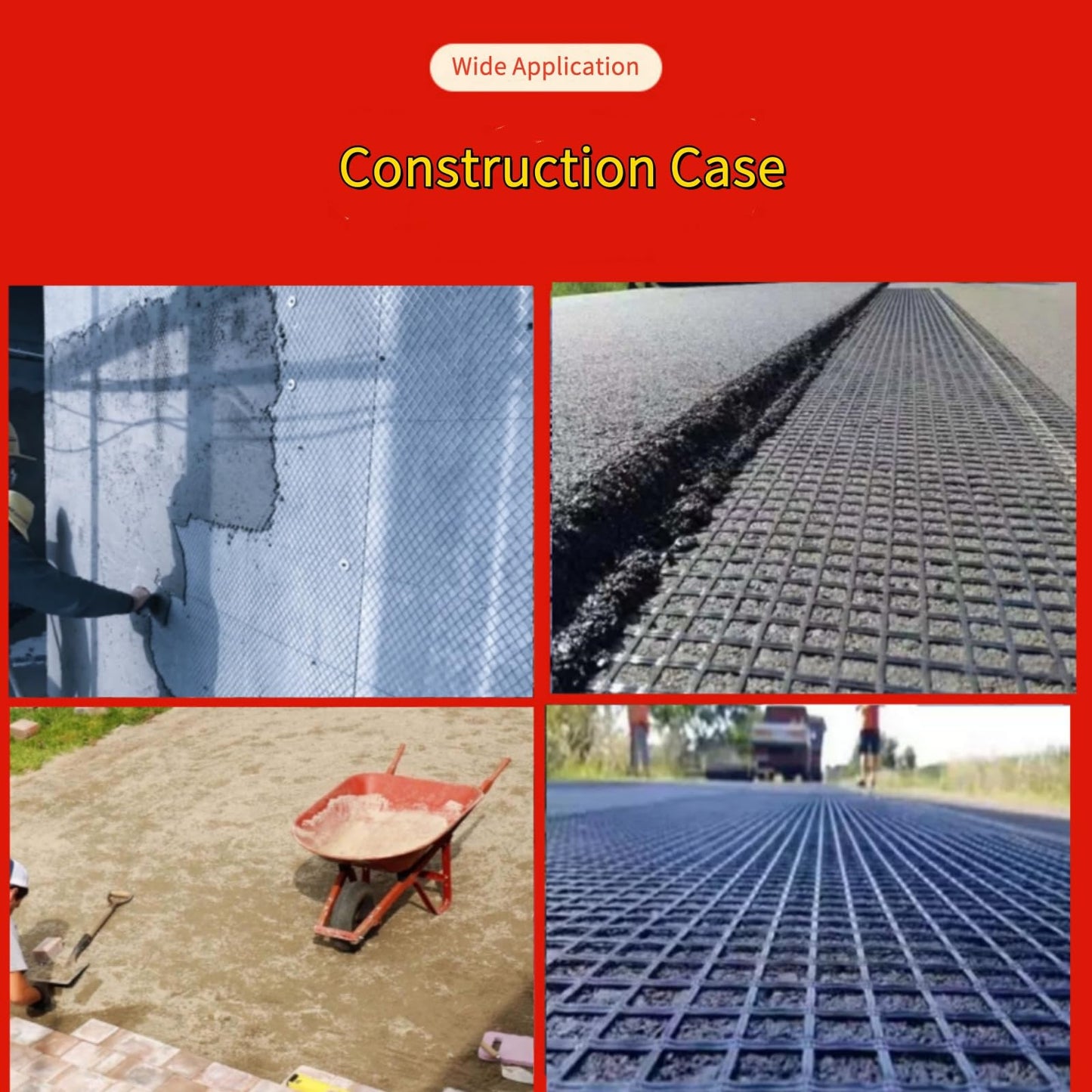 Universal Retaining Wall Geogrid Roll 4' x 98' for walls up to 6 feet in height Fiberglass Geo Grid Tensile Force Value 50KN Soil Reinforcement Slope Reinforcement Pavement Repair and Crack Prevention