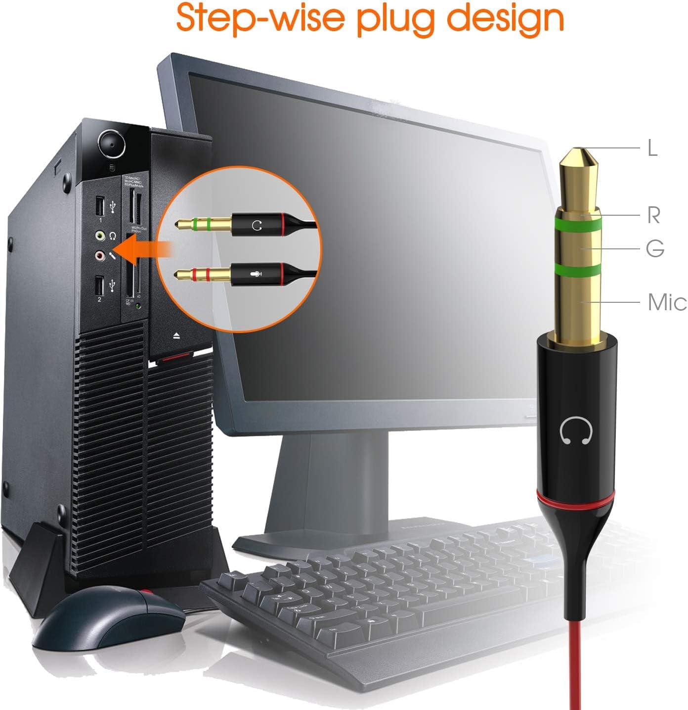 Yxflz 3.5mm, 2 1 Headset PS4 Headset Headphone Splitter Audio Splitter Female to Male, Y Splitters Cable for Xbox