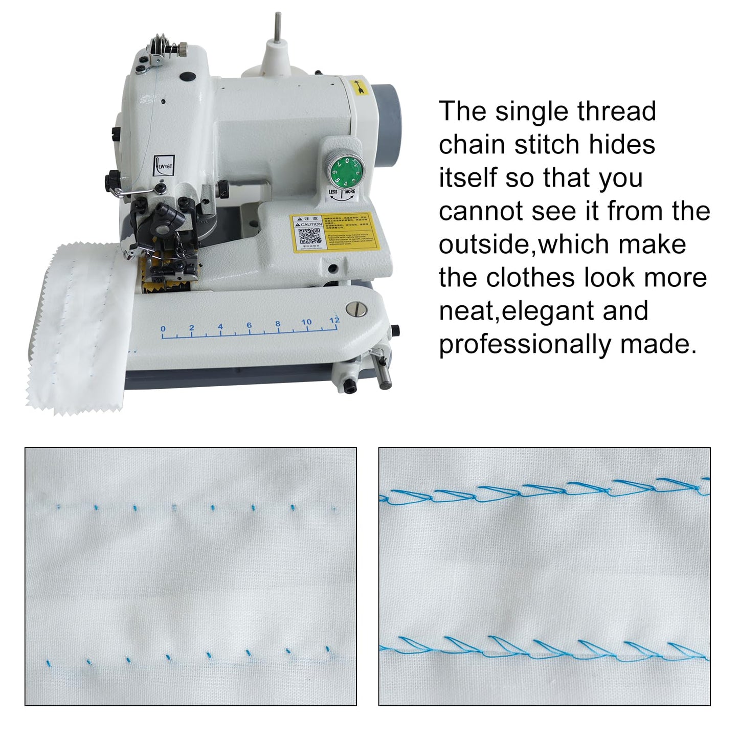 110V Portable Blind Stitch Sewing Machine - 1200SPM High-Speed Invisible Hemmer for Cuffs and Hems, Professional Single Thread Chain Stitch for Drapes and Garments, Built-in Motor