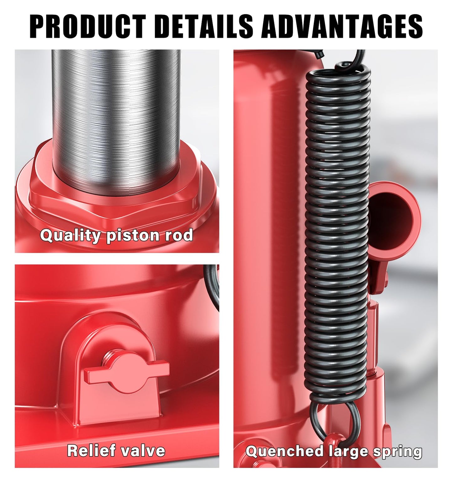 HUGOASIS 20 Ton Air Hydraulic Bottle Jack, 10-3/8" to 20-1/16" Lift Range, Manual and Air Pump Dual Operation, for Car, Auto Repair, Truck, Industrial Engineering