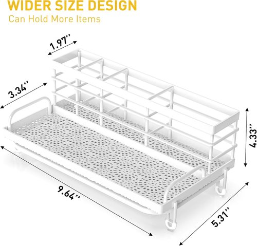 Cisily Kitchen Sink Caddy Organizer - Rustproof Non-Slip Soap Dish & Sponge Holder | Essential Home Accessory (White)