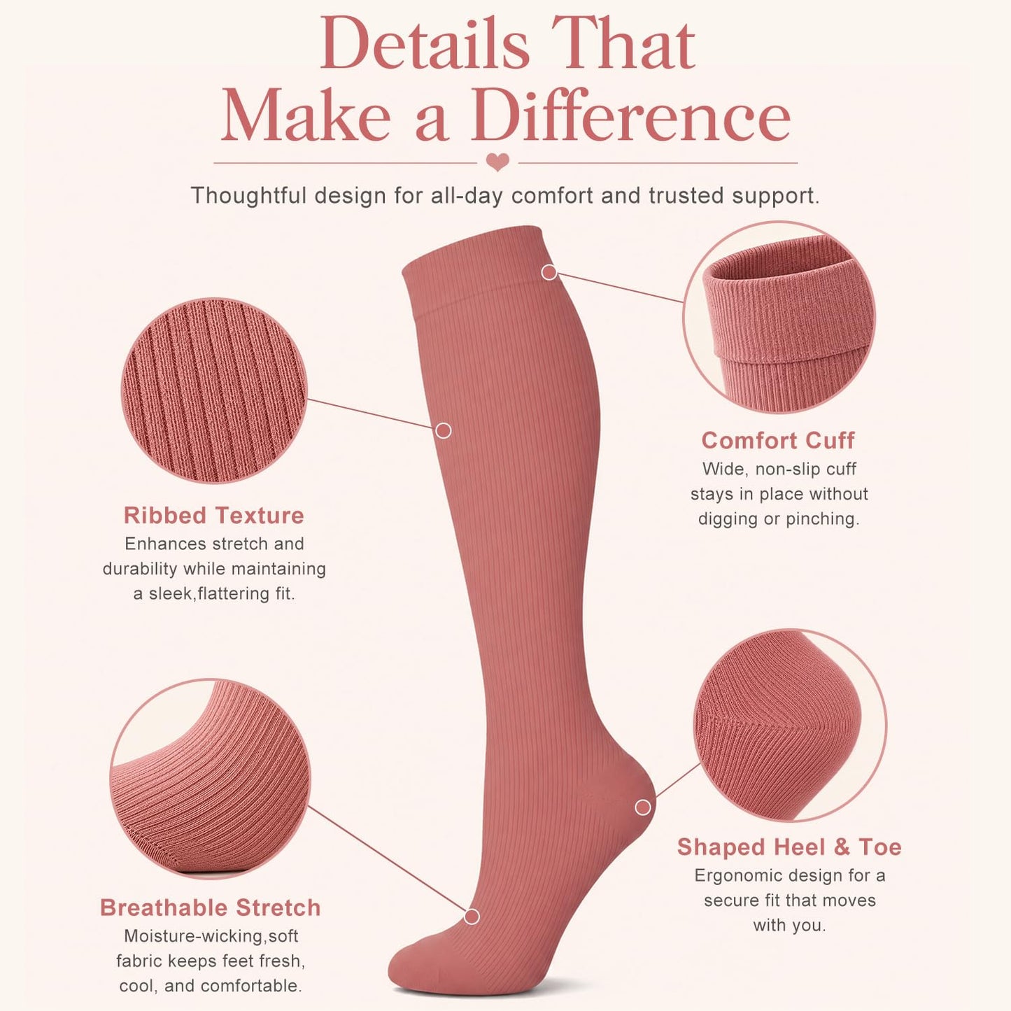 Laite Hebe 4 Pairs-Compression Socks for Women&Men Circulation-Best Support for Nurses,Running,Athletic
