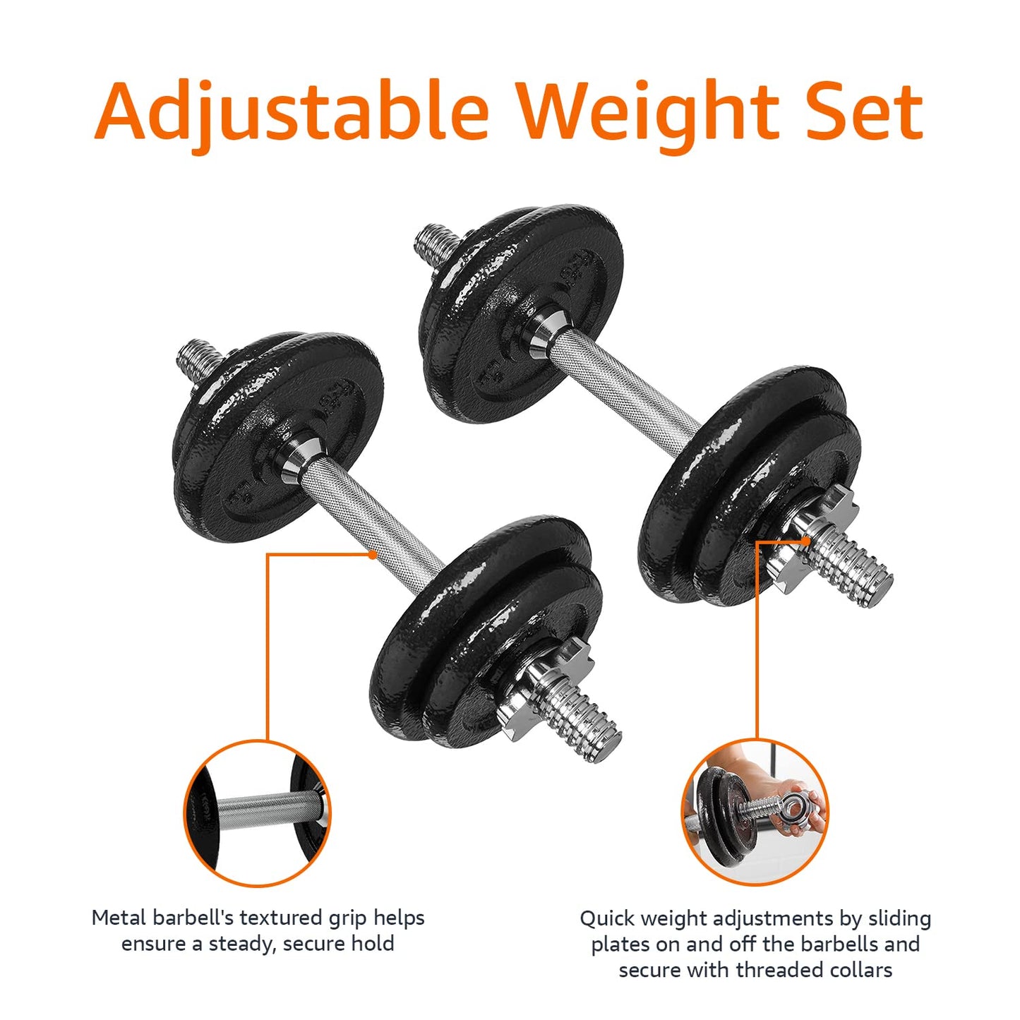 Amazon Basics Adjustable Dumbbell Hand Weight Set with Storage Case, Portable, Secure, 38 Pounds, Black