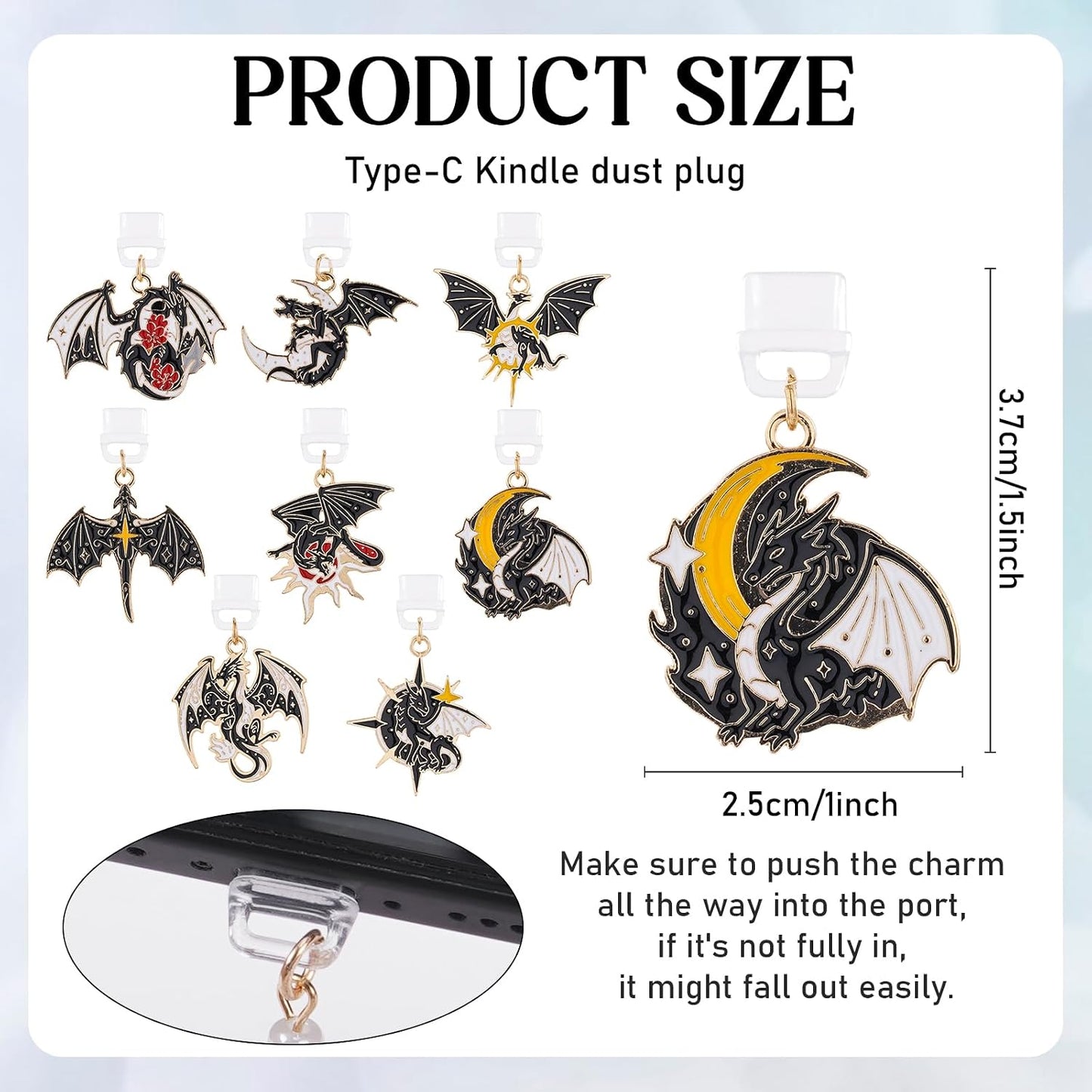 8Pcs Type C Dust Plug Charm for Kindle - Dust Plug Charms Compatible with Kindle Phone, E-Reader Accessories