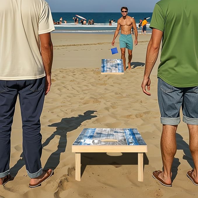 Cornhole Board Set, Regulation Size 4 x 2FT/3 x 2FT Solid Wood Corn Hole Game Set with 8 Bean Bags,2 Cornhole Boards and 1 Carry Bag for Outdoor Beach Toss Games Competitions