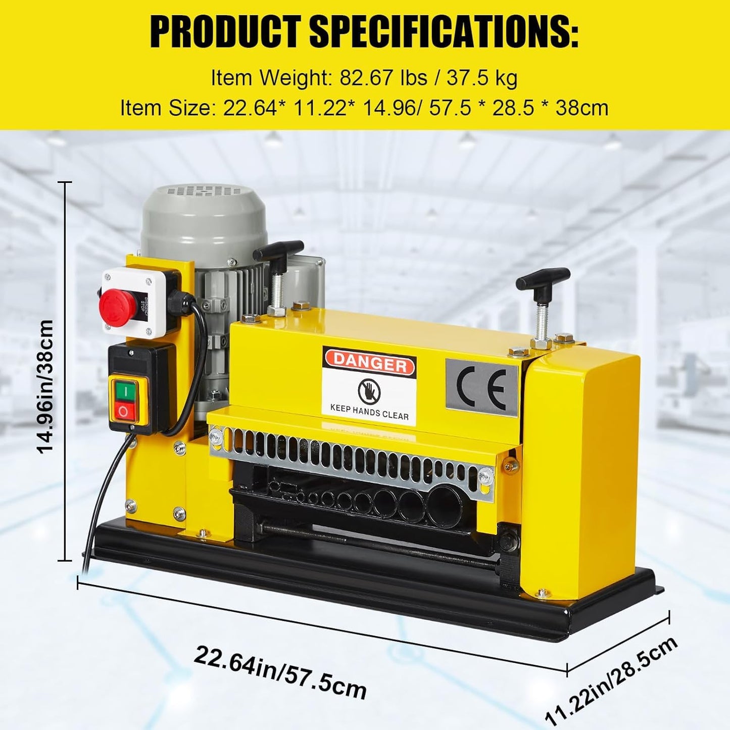 CHEINAUTO Wire Stripping Machine 0.06 inch -1.5 inch, 370w Portable Powered Wire Stripper Machine, 11 Channels 10 Blades & 65ft/minute, Automatic Wire Stripping Tool for Recycling Copper Wire