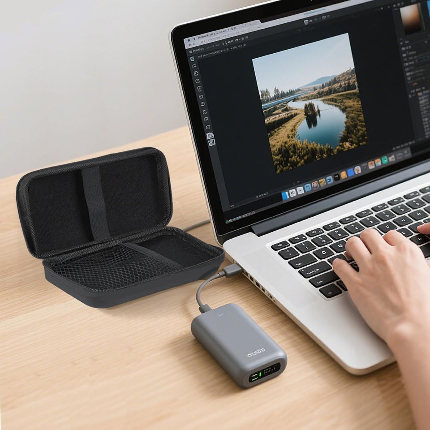Zoyiancy Power Bank Case, Hard Cover Cable Storage Bag, Travel Shockproof Carrying Portable Eva Case for Power Cable