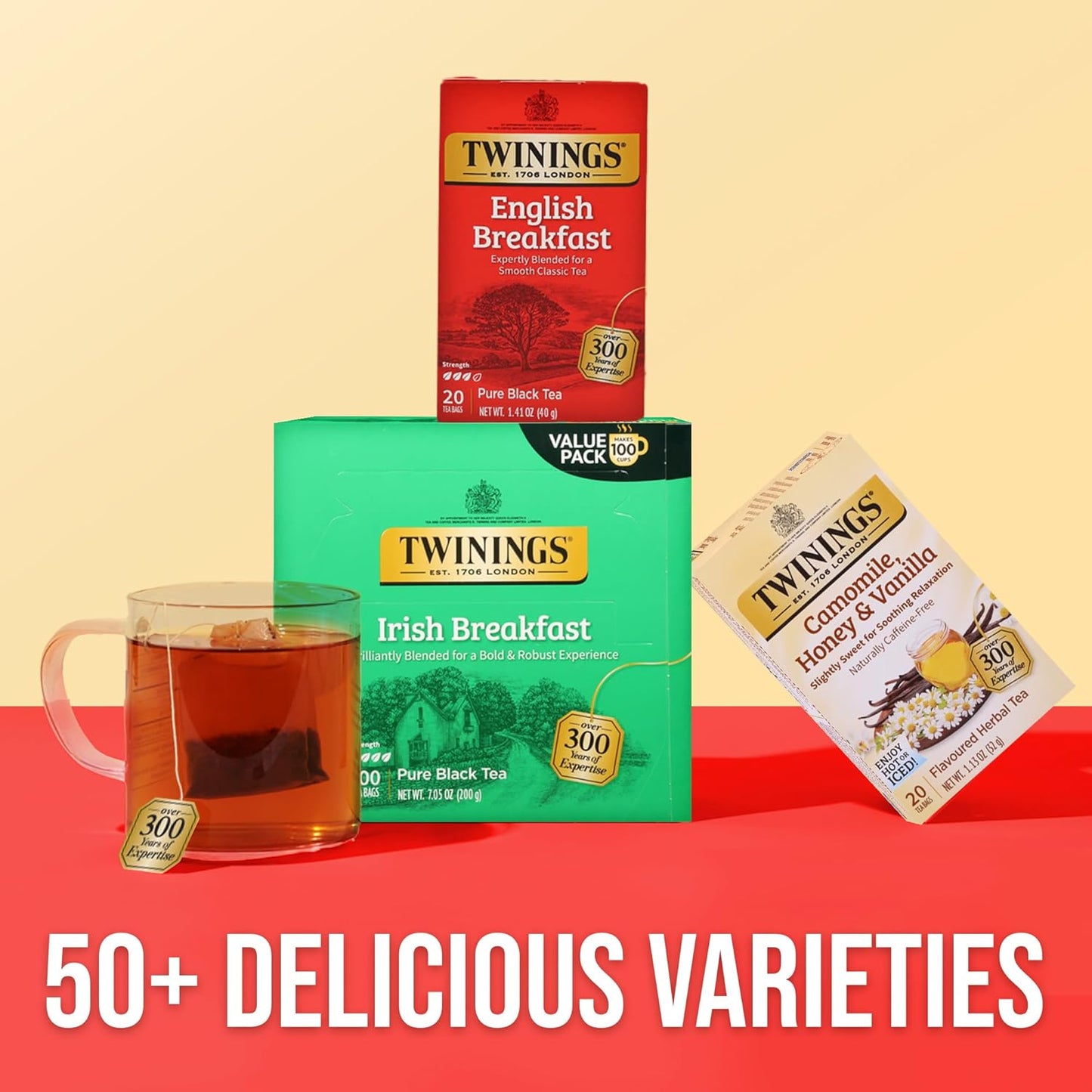 Twinings English Breakfast Black Tea - Robust & Flavorful Individually Wrapped Bags | 20 Count (Pack of 6)