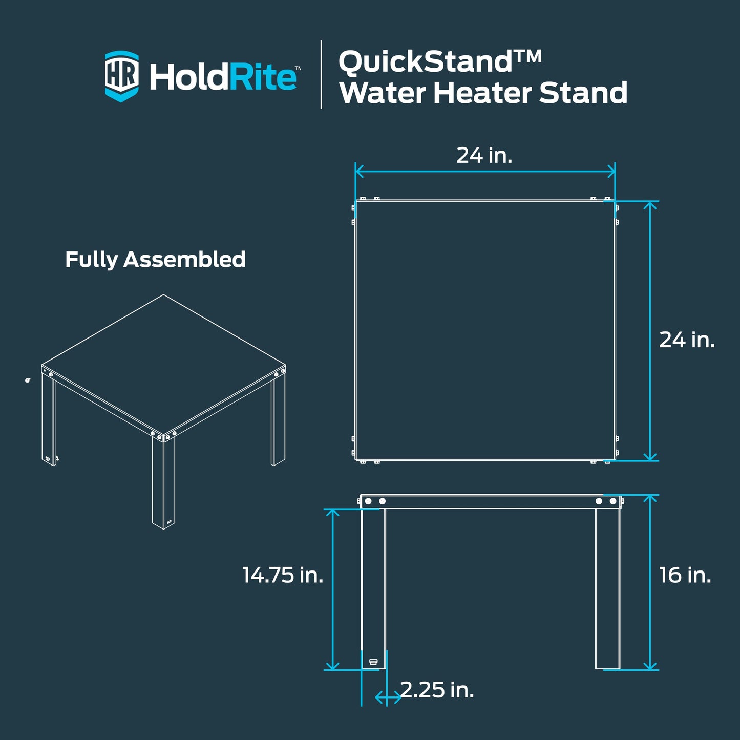 Holdrite QuickStand 24 Inch Water Heater Stand, Up to 100 Gallons, Unassembled, 40-S-24-U