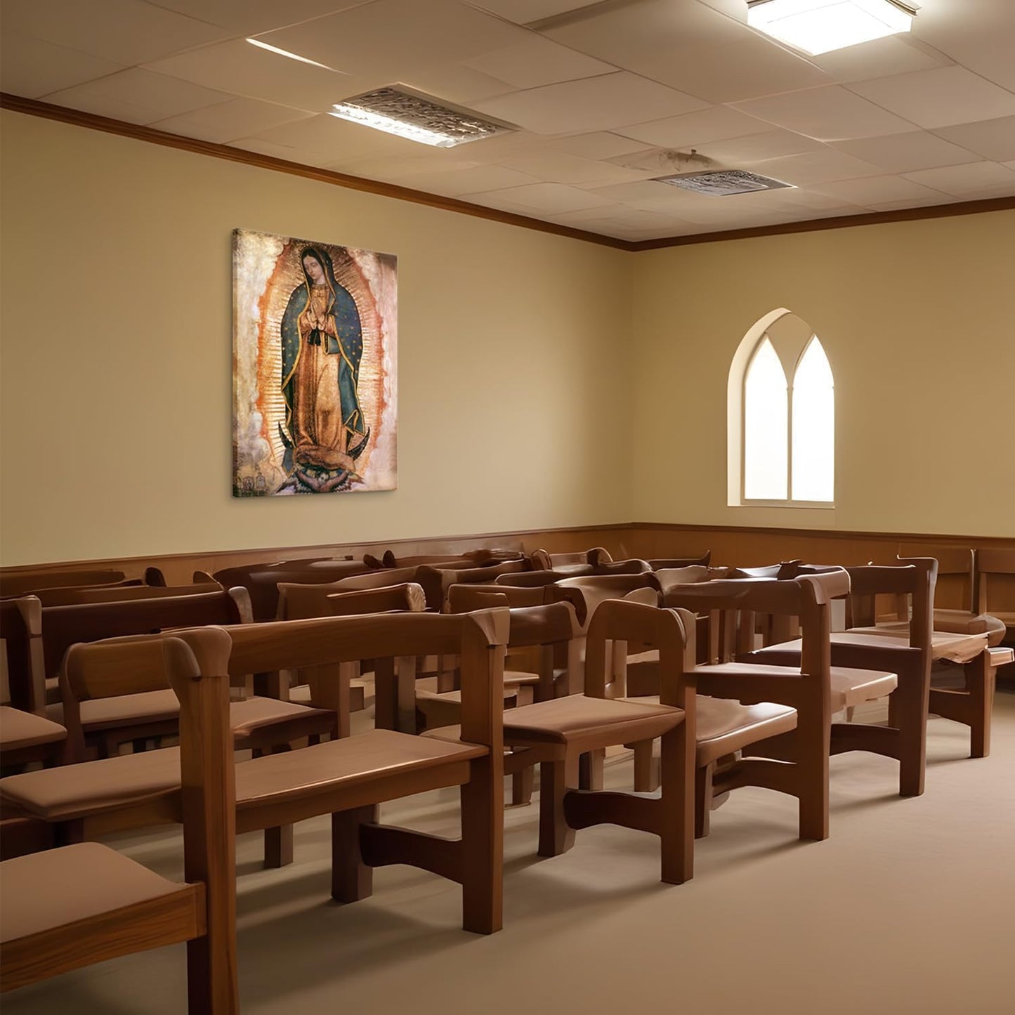 Our Lady of Guadalupe Wall Art | Framed Portrait Painting for Catholic Decor - 8x10 Canvas