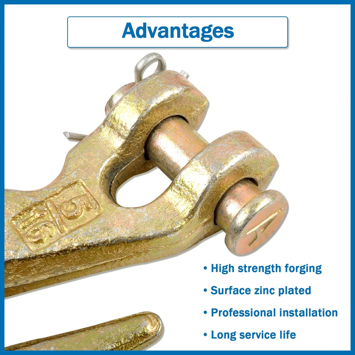 TBAPFS 2Pcs 5/16 Inch Clevis Grab Hooks Grade 70 Chain Hook 5400 Lbs Working Load Limit for Trailer Truck Transport