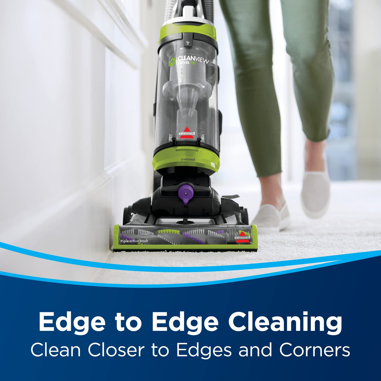 Bissell CleanView Swivel Pet Upright Vacuum, Swivel Steering for Maneuverability, Triple Action Brush Roll for Pet Hair, Large Capacity Dirt Tank & Scatter-Free Tech, 2252