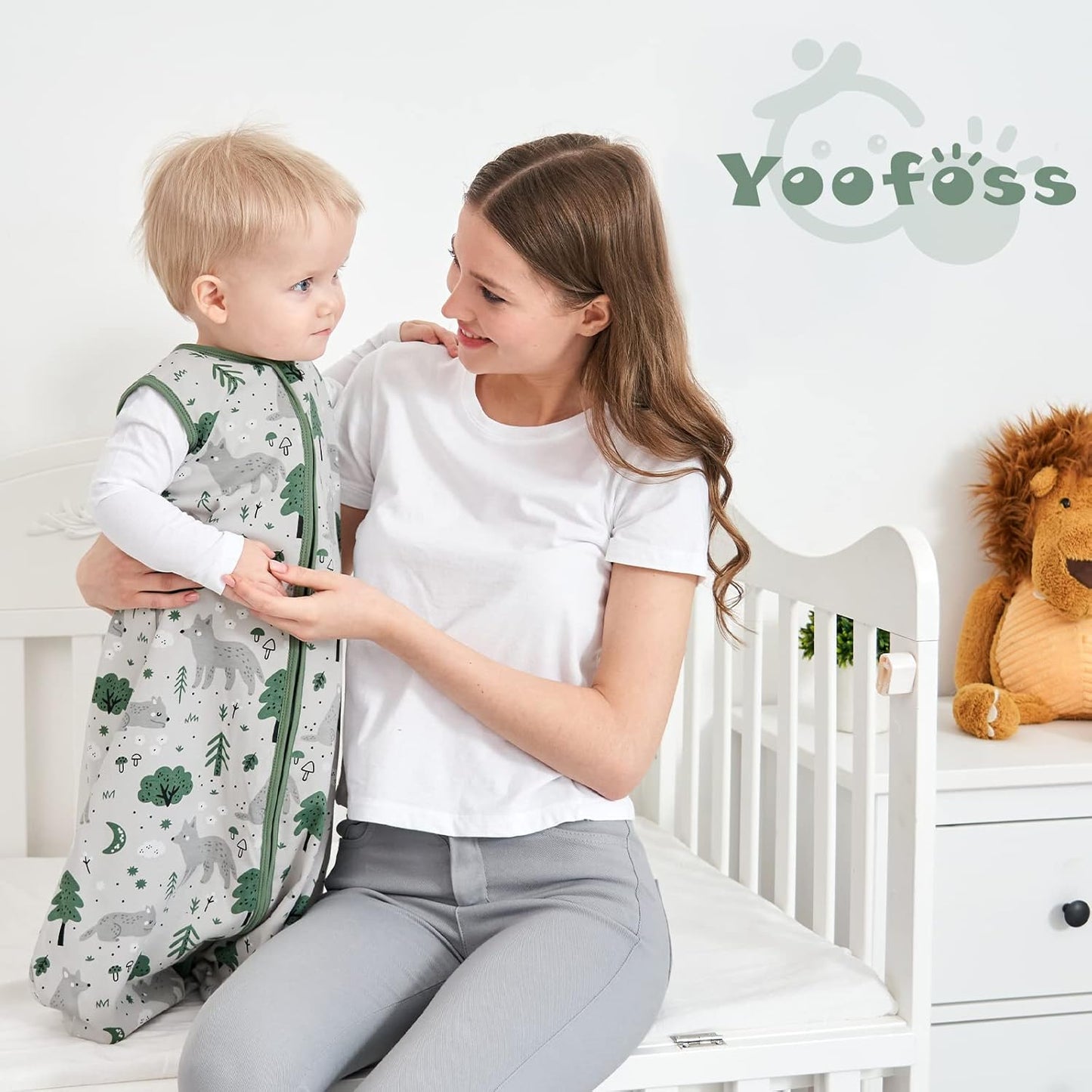 Yoofoss Baby Sleep Sack - 100% Organic Cotton Wearable Blanket for 12-18 Months | Lightweight 2-Way Zipper
