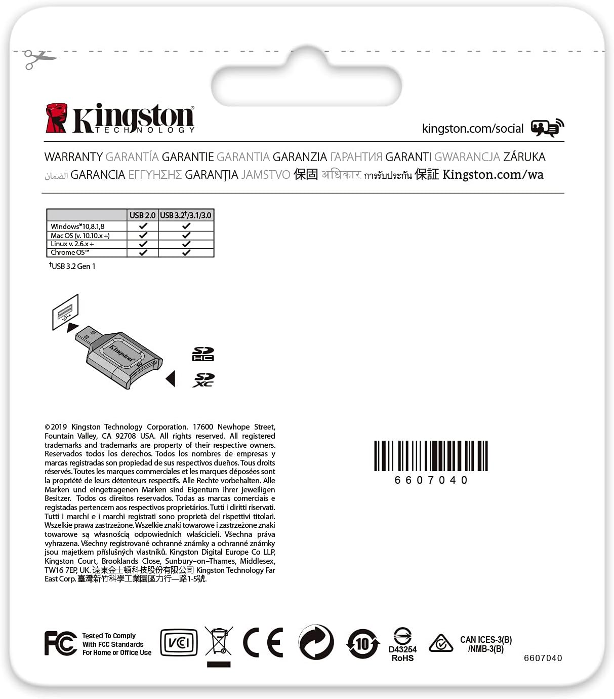Kingston 3.2 (MLP) MobileLite Plus USB SDHC/SDXC UHS-II Card Reader