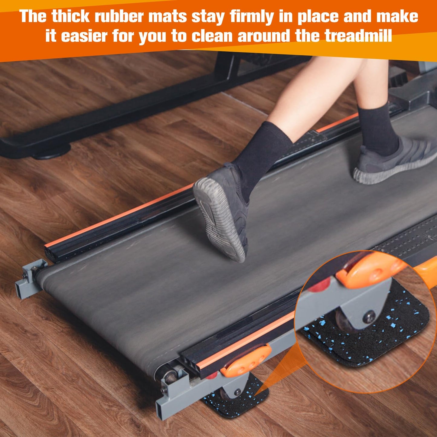 4Pcs Treadmill Mats, Coolrunner High Density Equipment Pads Noise Reduction for Floor Protection, Washing Machine Pads, Anti Vibration Rubber mats for Stationery Bike, Rowing Machine, Home Gym Station