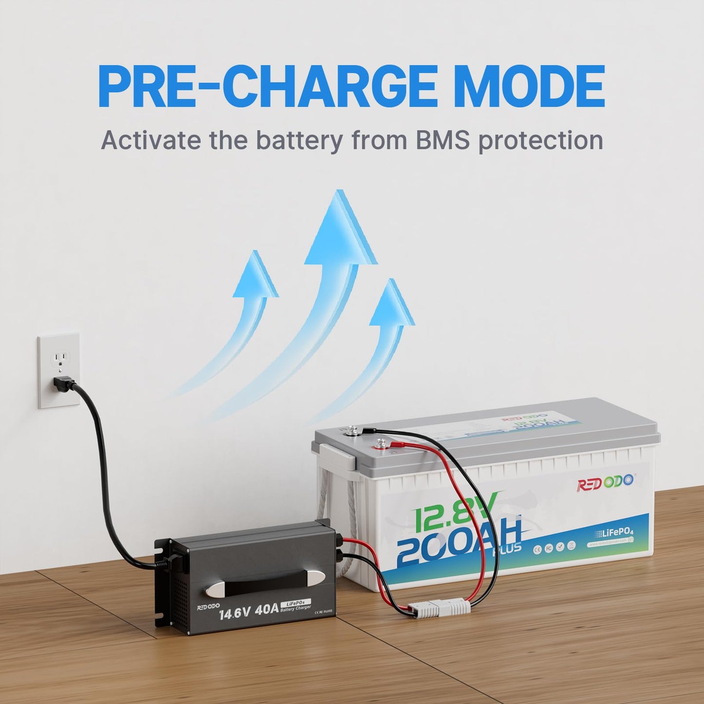 Redodo 14.6V 40A LiFePO4 Battery Charger, Dedicated Lithium Battery Charger,Upgraded Handle,Compact Durable Design with Full Protection, Perfect for 12V LiFePO4 Battery