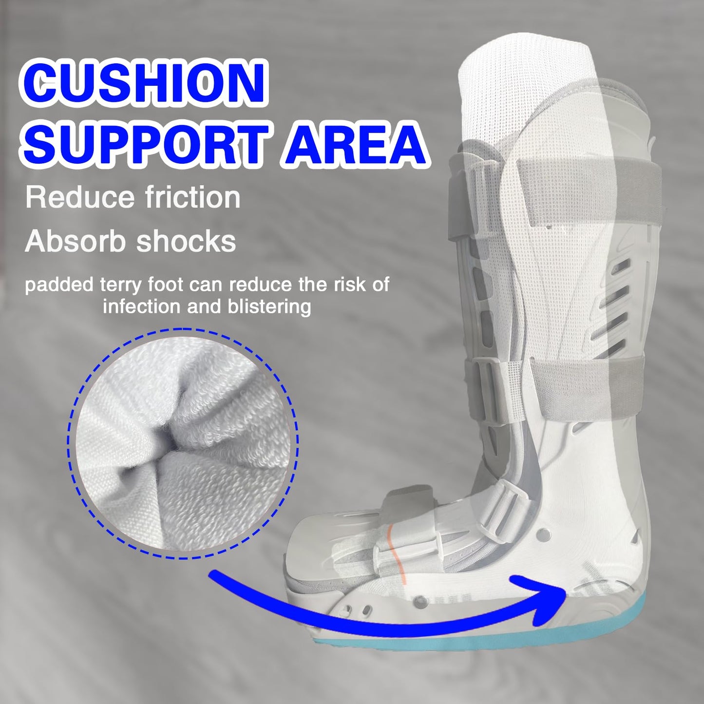 Ioryzek Walking Boot Socks air Cam Walker Cast Socks 2 Pairs Fracture Boot Brace Socks Surgical Orthopedics Socks for Men Women (US, Alpha, One Size, Regular, Regular, White-2pairs)