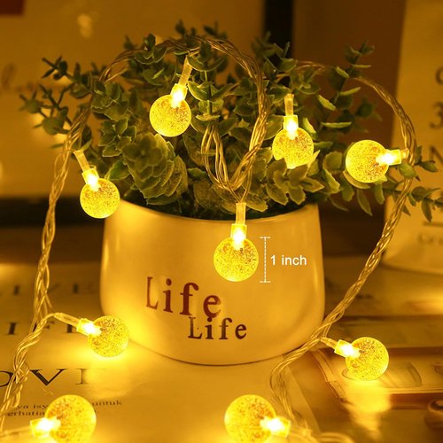 Minetom Crystal Globe String Lights - 66 ft 200 LED Waterproof Fairy Lights with Remote & Timer | Warm White Decor