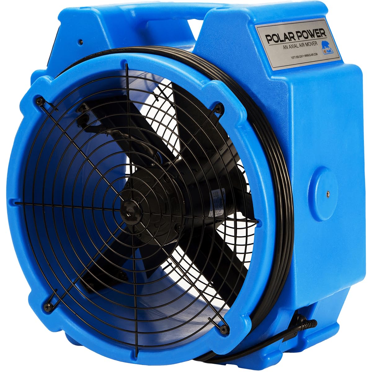 B-Air 1/4 HP Polar Axial Blower Fan High Velocity Air Mover for Water Damage Restoration, Air Circulation, Drying, 3300 CFM, Daisy Chain Capable, Stackable, Blue, BA-PB-X24