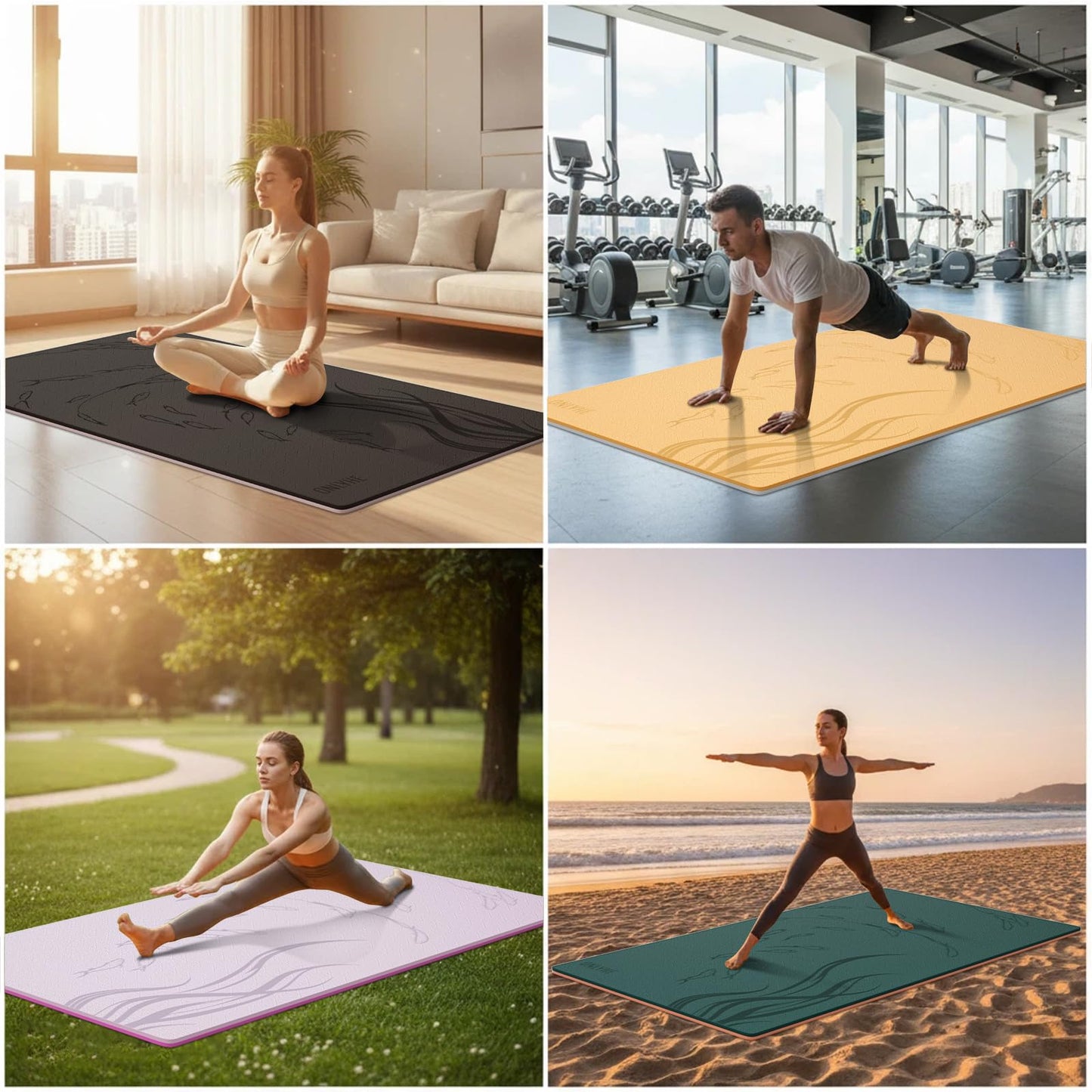 ONLYHE Extra Wide Thick Yoga Mat for Women and Men 76"x 40"x 10mm TPE Exercise Mat, Large-sized Non-slip Gym Yoga Mat,Workout mat,Pilates