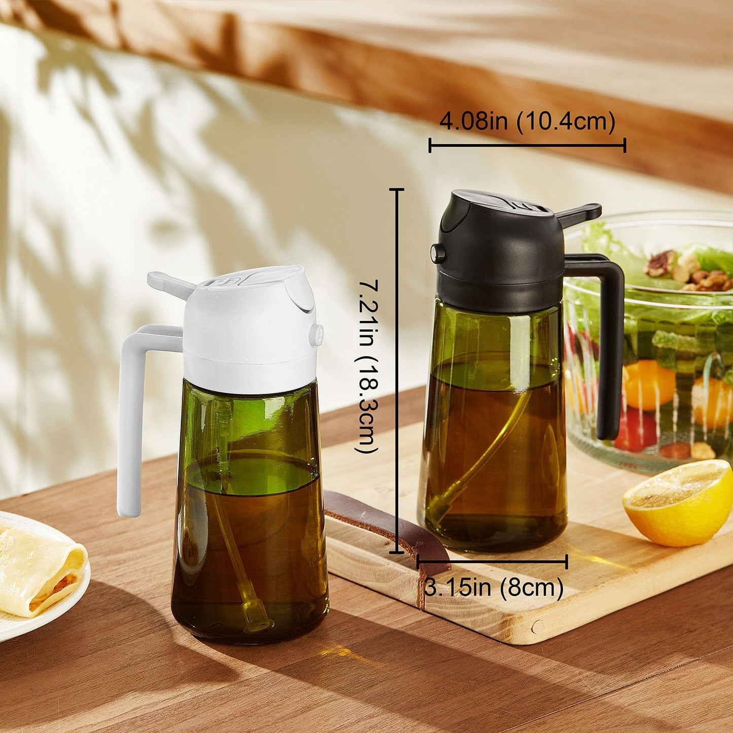 TrendPlain - Olive Oil Dispenser Bottle | 16oz/470ml Kitchen Gadget for Cooking & Air Fryer - Black