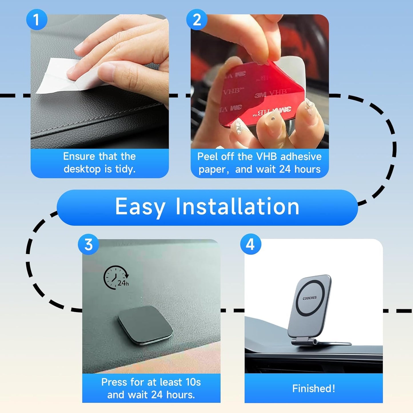 COOEXES Magnetic Phone Holder for Car, MagSafe Car Mount with Dual Side Strong Magnets,Ultrathin Adjustable Cell Phone