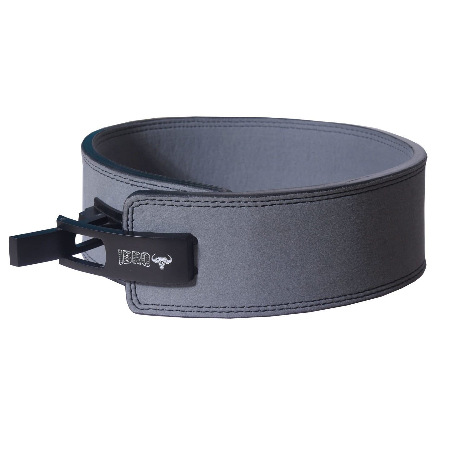 IBRO Powerlifting Lever Gym Belt – Power 10MM Extreme Heavy Duty Genuine Leather Belts - Squats Deadlifts Bodybuilding Weight Lifting IPF Power Lifting Strongman for Men 10mm Grey M