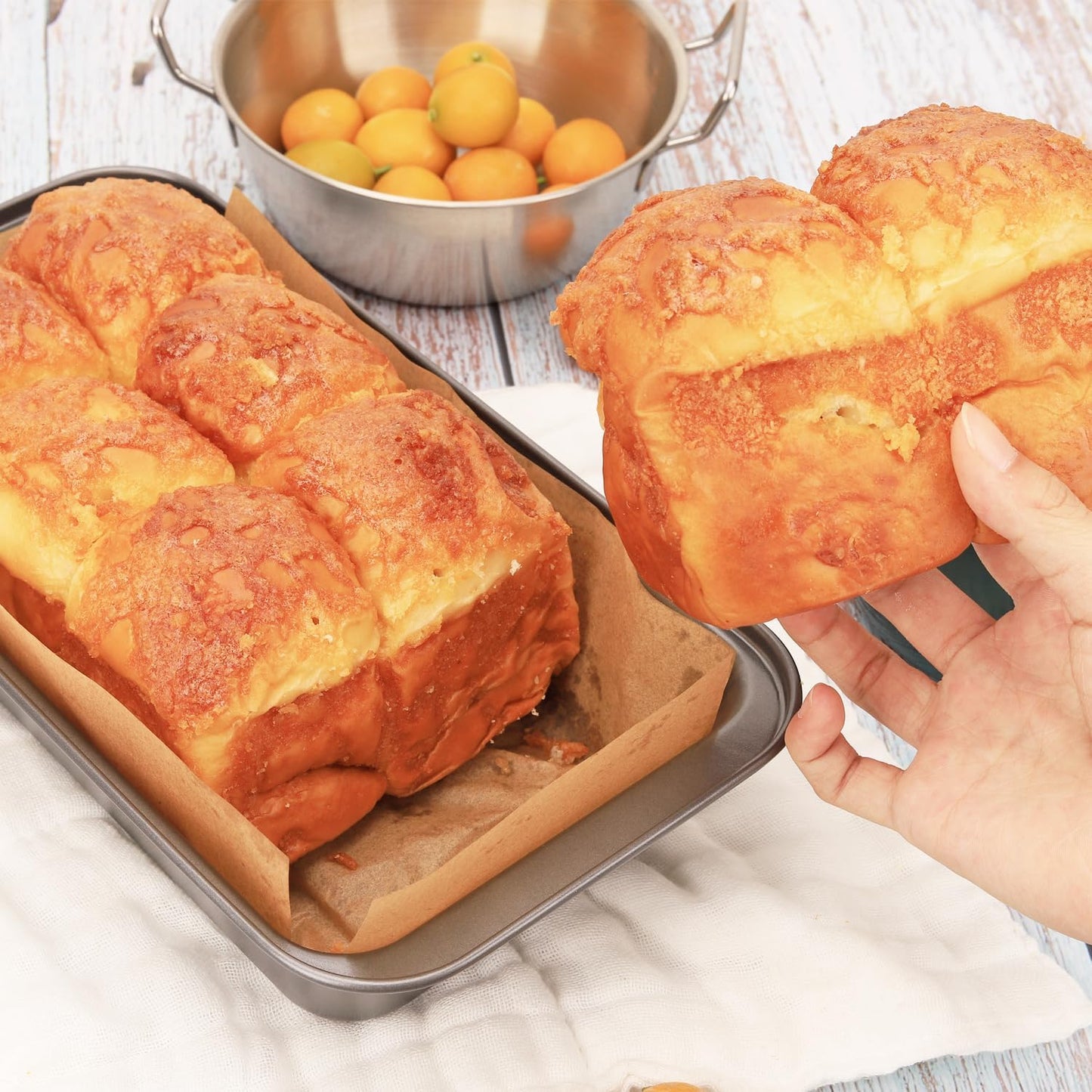 Skiennix Nonstick Loaf Pan Set - 9 x 5 Inch Carbon Steel Bakeware with 100 Parchment Liners | Gray