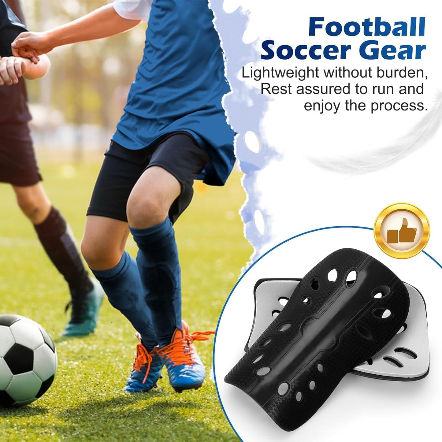 Adults Soccer Shin Guards and Socks Lightweight and Breathable Shin Guard Sleeves for Youth Football Player, Calf Protective Gear Shin Guards for Adults Football Games Equipment (Black)
