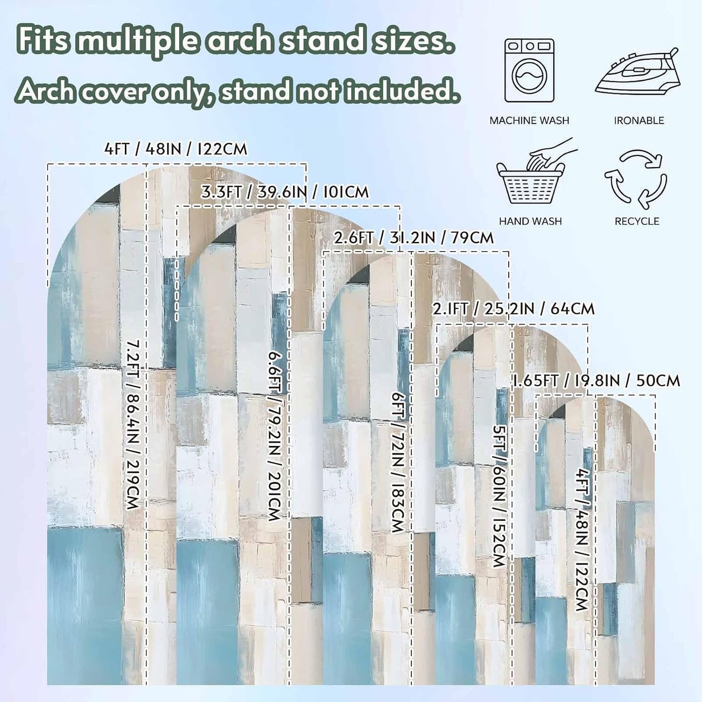 Jnbasdffb 7.2 Abstract Blue Brown Wedding Arch Cover,Stretchy Spandex Arch Backdrop Stand Covers FT,Oil Painting Simple