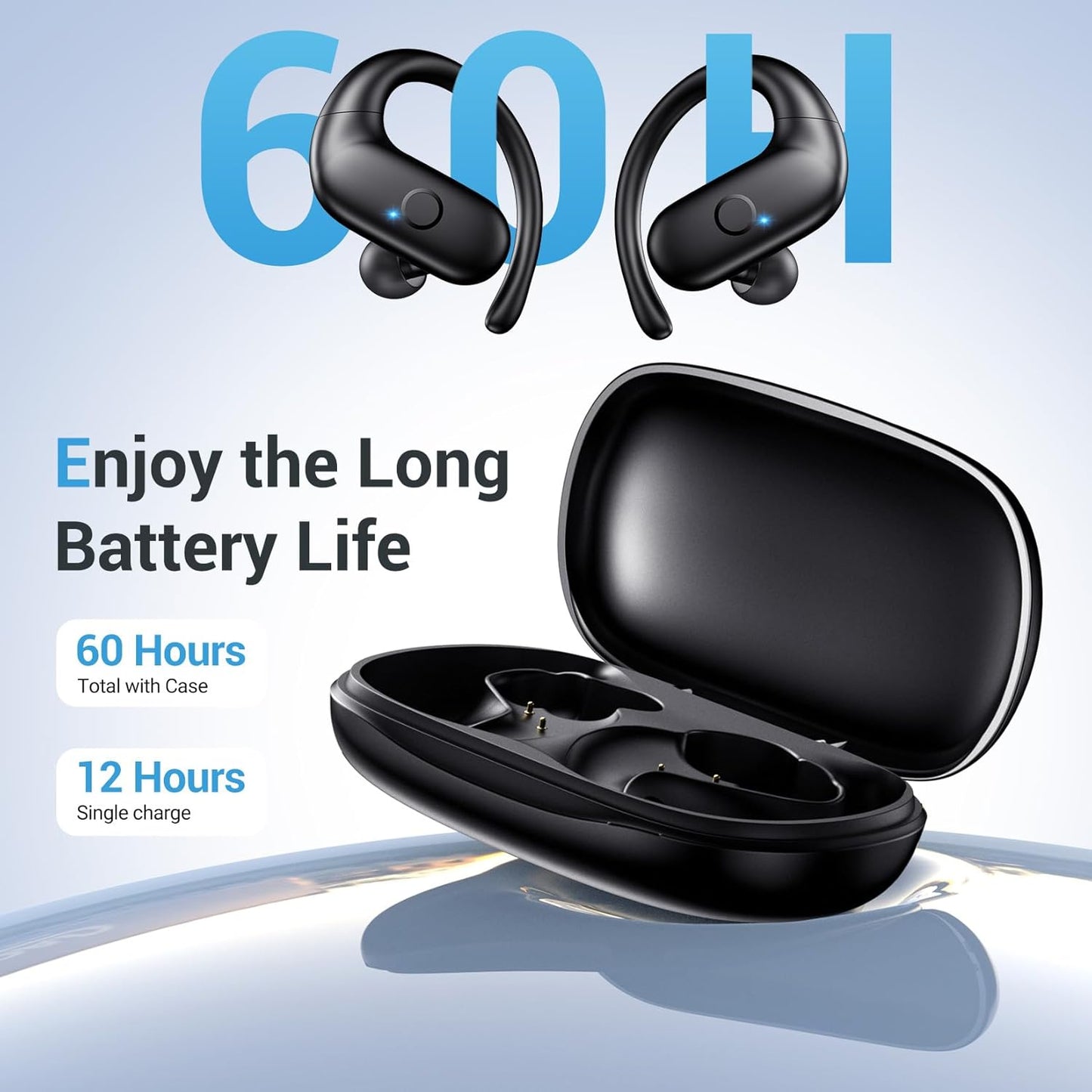 Renmou 5.4 Sound,60H for Wireless Earbuds,Sport Bluetooth Headphones,Over Ear Buds with Deep Bass Playtime Clear Calls