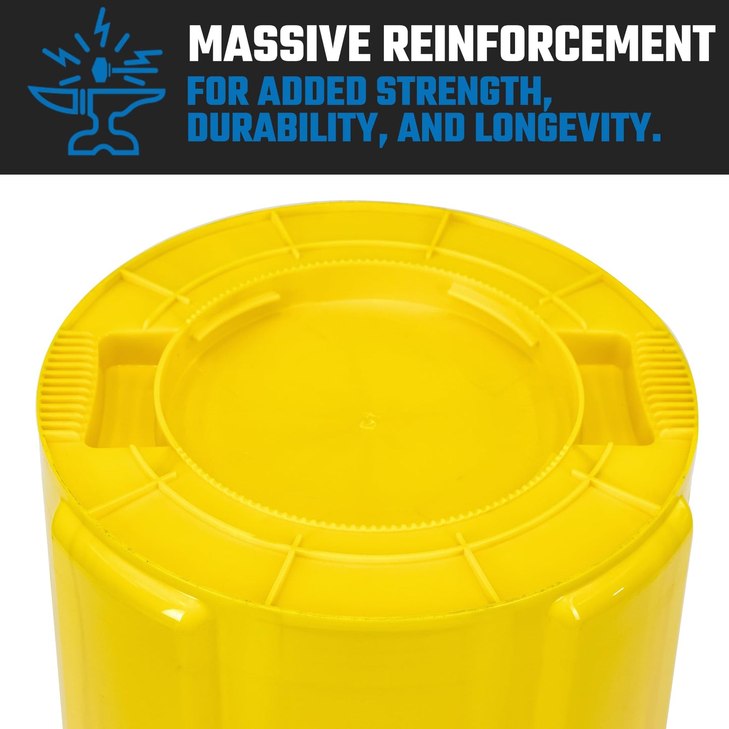 Magnum 55 Gallon Trash Can, High-Vis Yellow, Construction Grade, Heavy Duty Plastic, Jobsite Ready for Handling and Holding Garbage CMTC-C000-55Y02 (2 Pack)