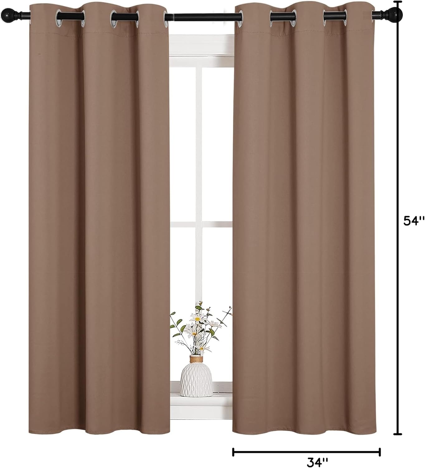 NICETOWN Room Darkening Curtain Panels - Thermal Insulated Grommet Drapes for Bedroom | 34x54 Inches, Cappuccino