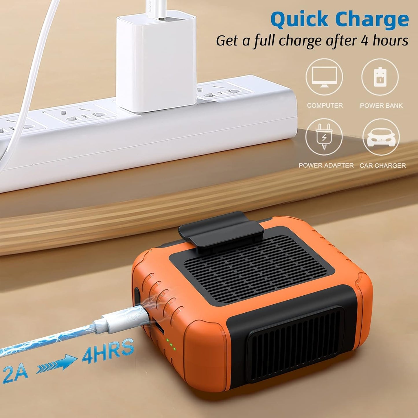 23H 6200 3 Portable Mini Waist Fan Rechargeable with Working Time, RPM Strong Airflow, Speed Levels, Belt Shirt Fan