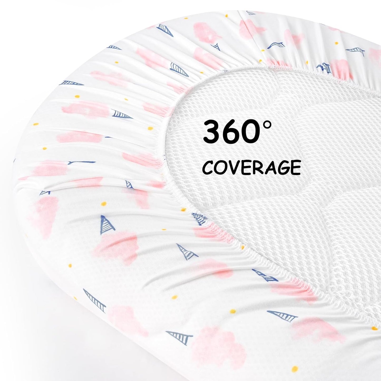 Yoofoss Bassinet Sheets - 3-Pack Fitted Sheets for Halo Bassinest | Soft & Breathable (Pink & Floral)