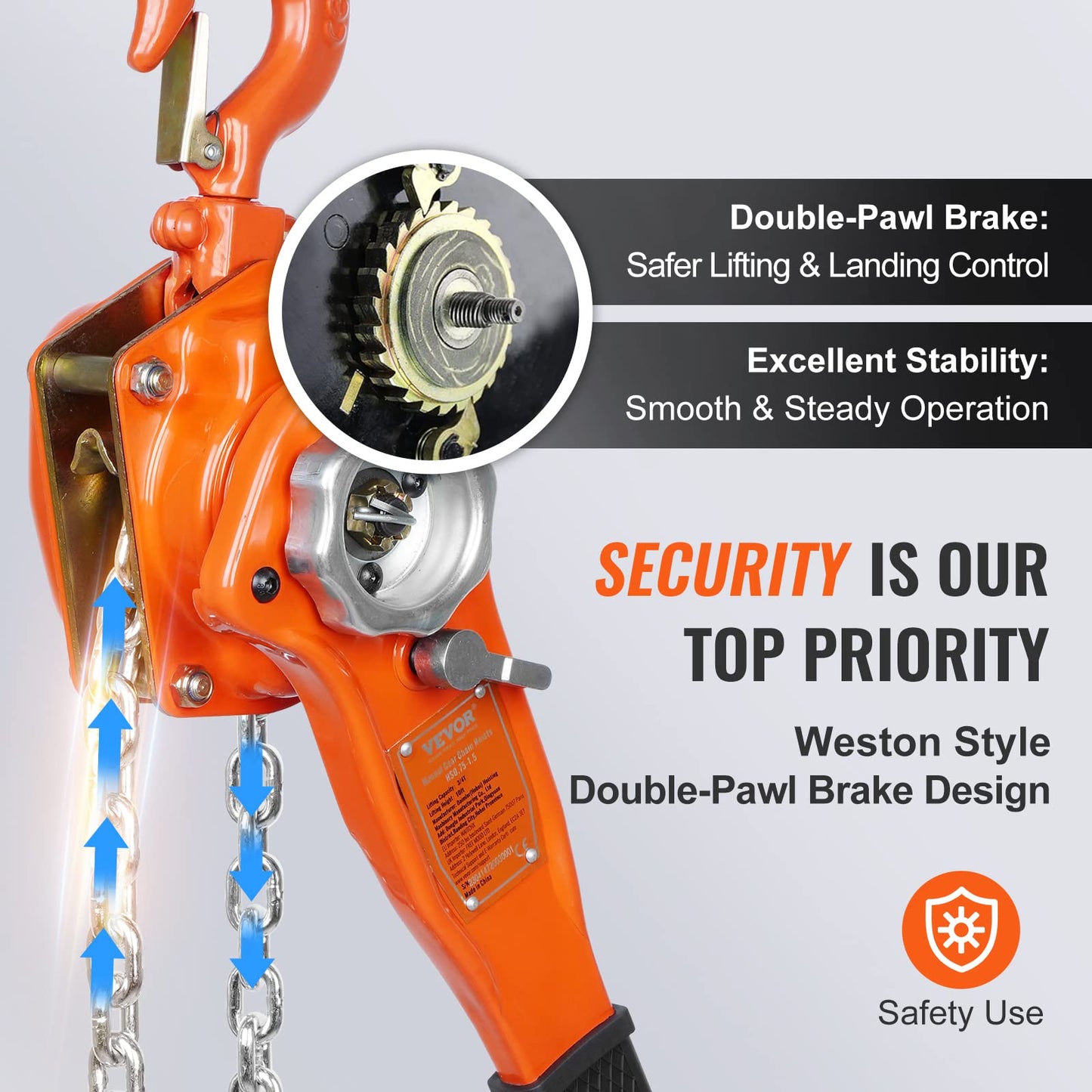 VEVOR Manual Lever Chain Hoist Bundle, Includes 3 Ton 6600 lbs 20 FT and 3/4 Ton 1650 lbs 10 FT Come Alongs, G80 Galvanized Carbon Steel with Weston Double-Pawl Brake