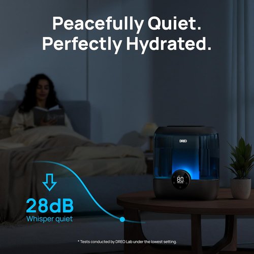 DREO Smart Humidifier - 6L Top Fill Cool Mist | 60-Hour Runtime, Quiet Ultrasonic for Large Rooms - Black