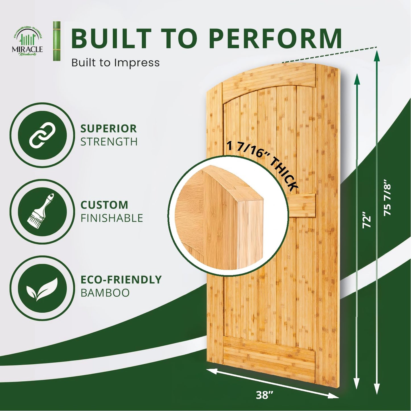 The Montevideo Deluxe, Unfinished, Bamboo Fence Gate (38")