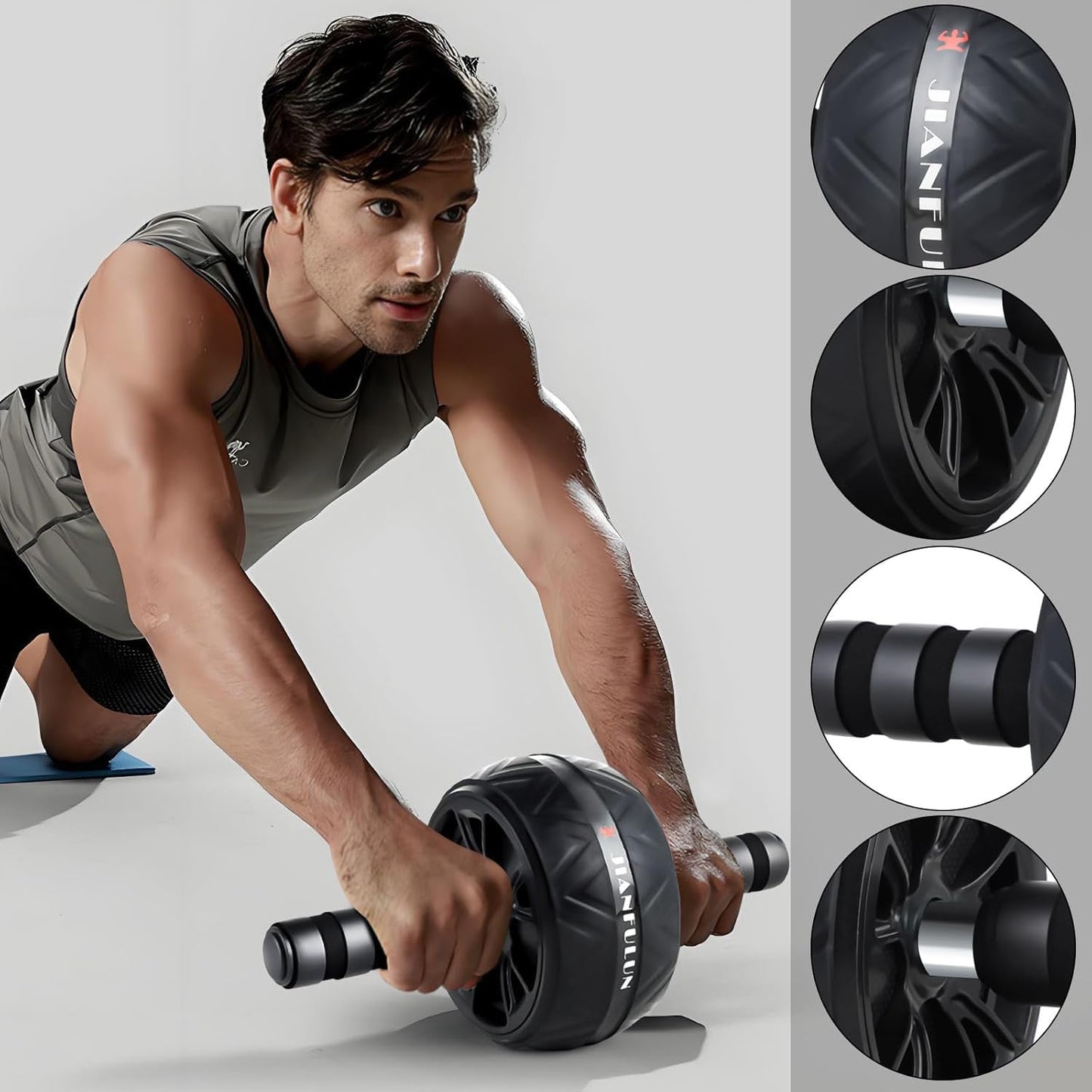 Ab Roller Wheel with Knee Pad, Ab Wheel Roller for Abs Workout & Core Strength Training, Dual Wheel Abdominal Exercise Equipment for Home Gym Fitness for Men & Women