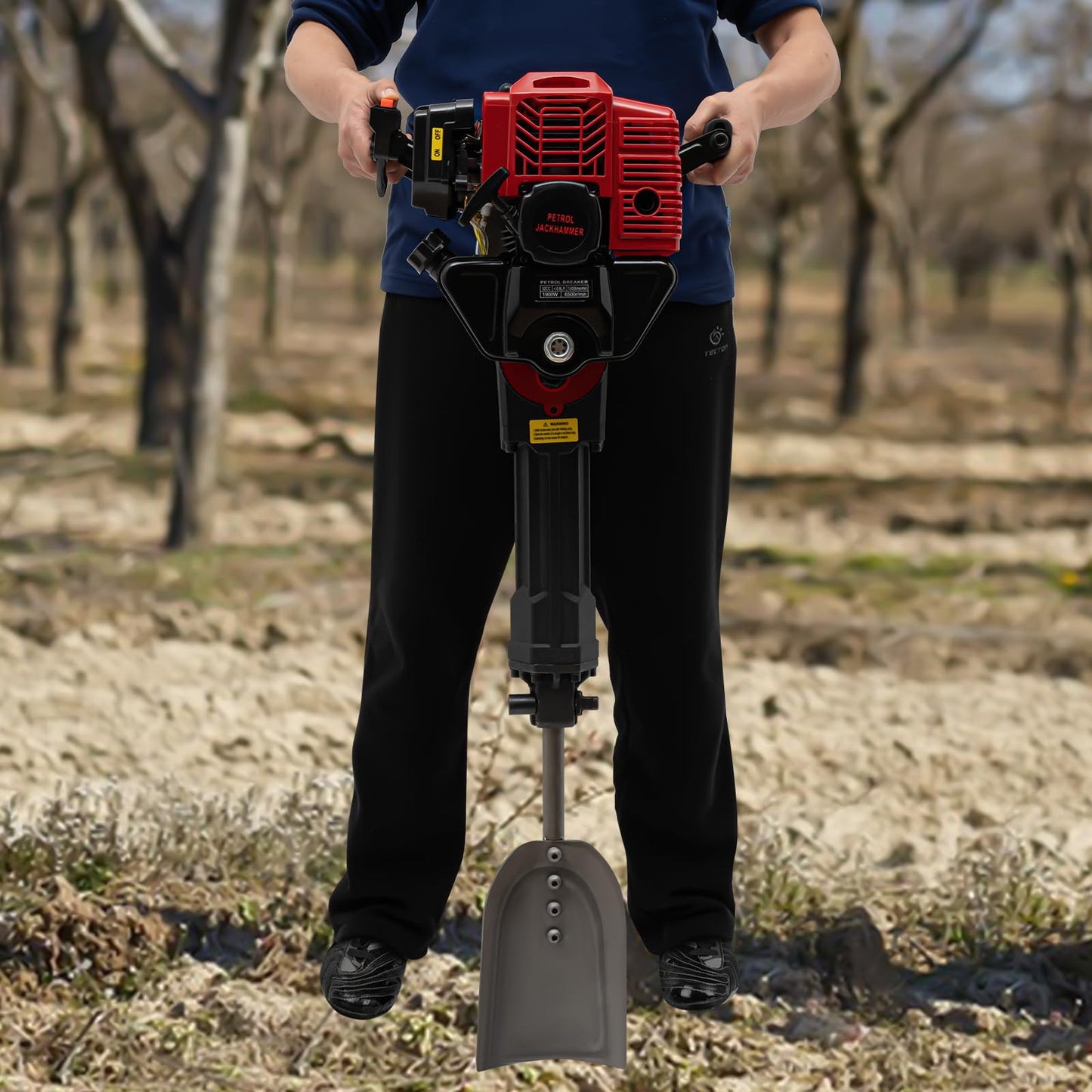 52CC Petrol Gas Powered Portable Excavator, 1900W Portable Tree Excavator Portable Garden Farm Shovel Digging Machine Heavy Duty Handheld Excavator for Garden Farm Tree Planting Lawn Planting