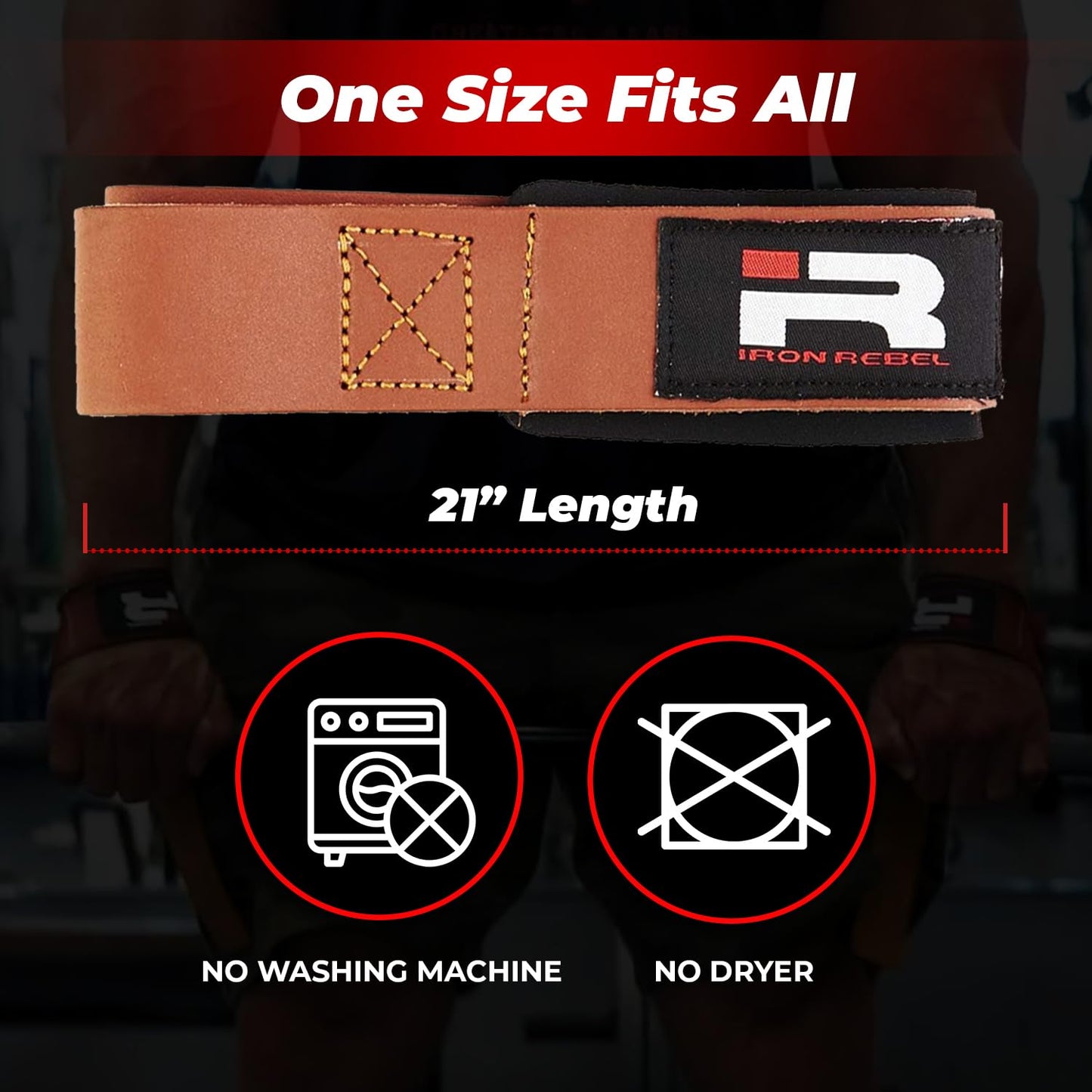 Iron Rebel Leather Lifting Straps (Pair) - Premium Heavy Duty Leather Wrist Straps for Weightlifting, Bodybuilding & Powerlifting - Durable Leather Gym Straps for Deadlifts & Pull-Ups - Men & Women