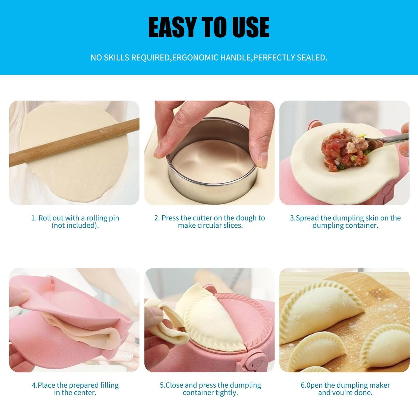 Empanada Maker Press, Multiple Size Dumpling Maker Set with Dough Cutter, Dumpling Mold Set for Pierogi, Pastelitos, Calzone, Turnovers, Chinese Dumpling,3 Sizes (4.2"/3"/2.6")